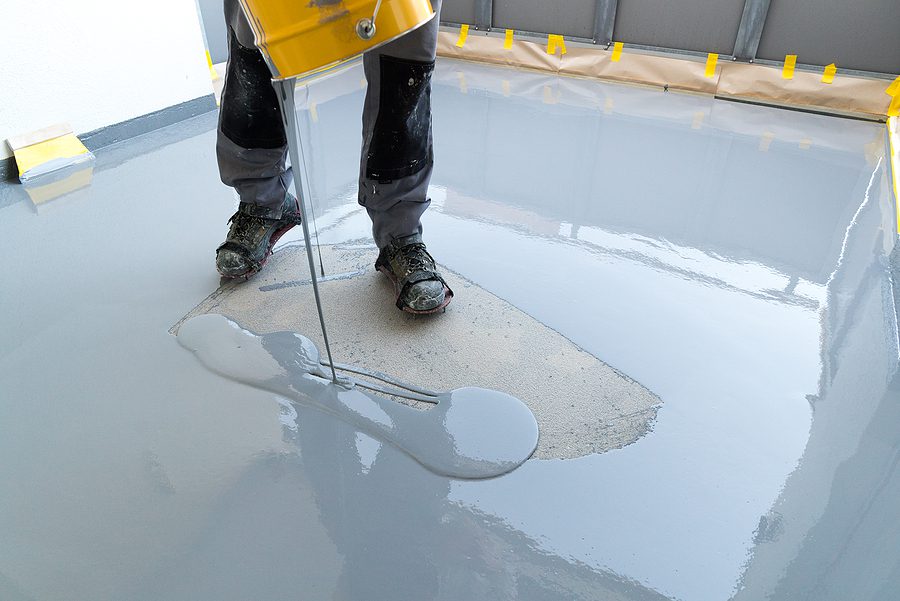 Epoxy coating garage floor